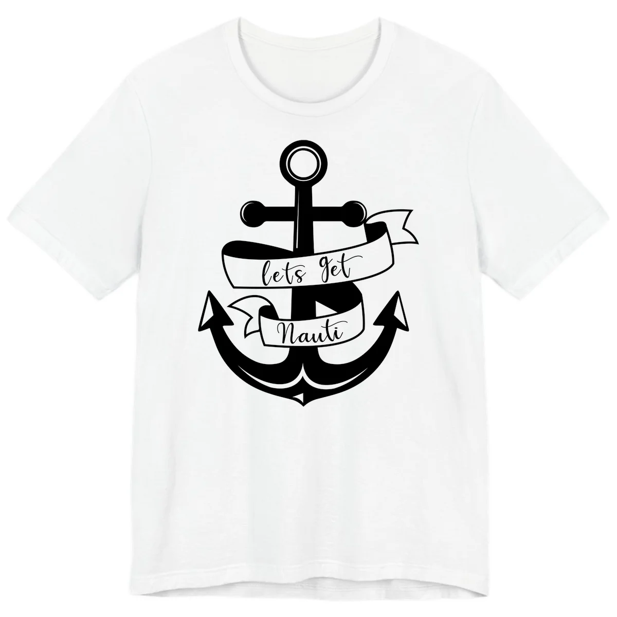 Let's Get Nauti Anchor Premium T-Shirt in White