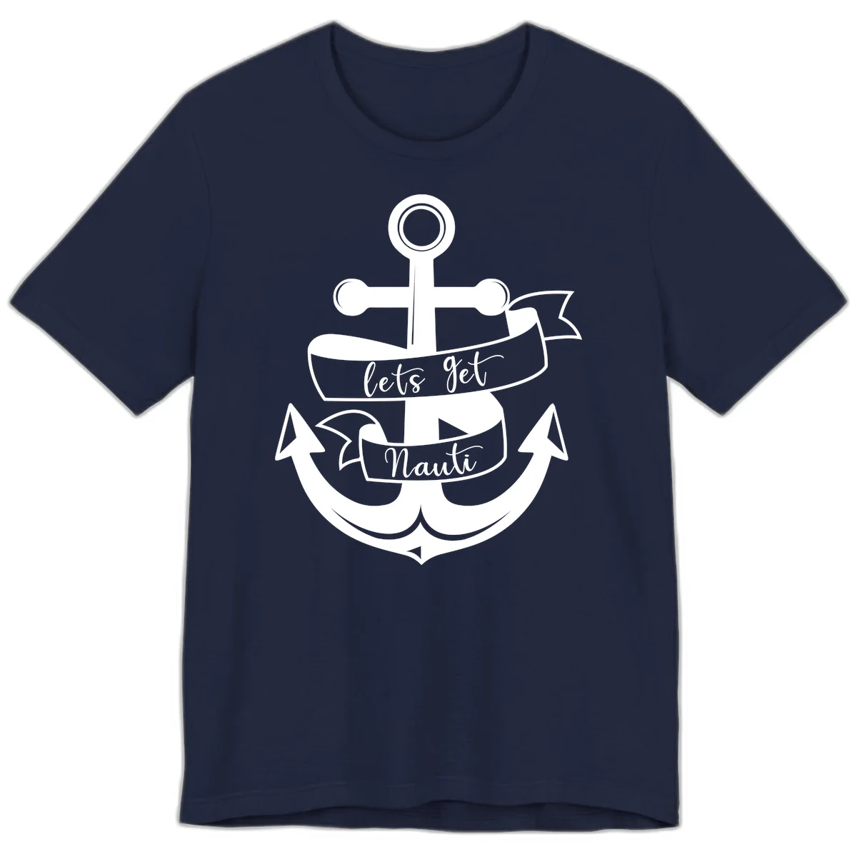 Let's Get Nauti Anchor Premium T-Shirt in Navy