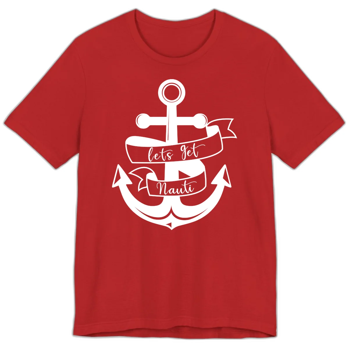 Let's Get Nauti Anchor Premium T-Shirt in Red