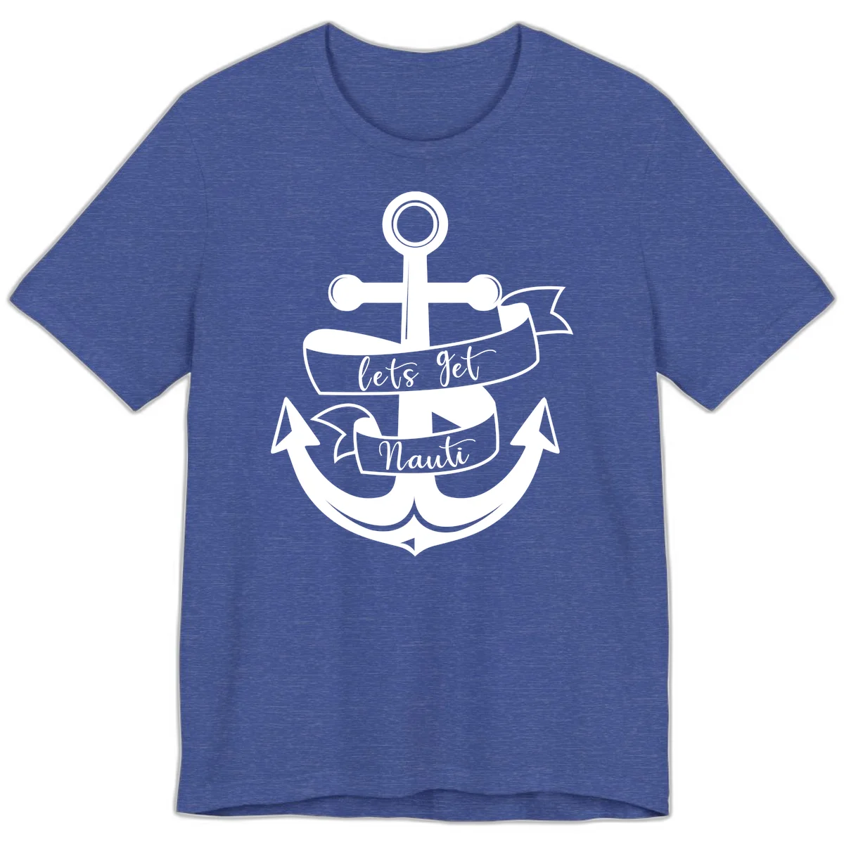 Let's Get Nauti Anchor Premium T-Shirt in Heather True Royal
