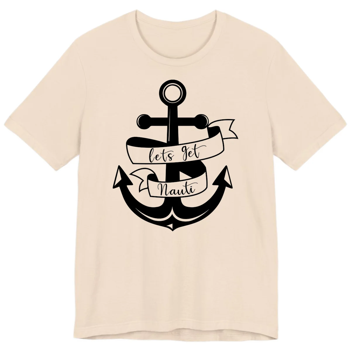 Let's Get Nauti Anchor Premium T-Shirt in Soft Cream