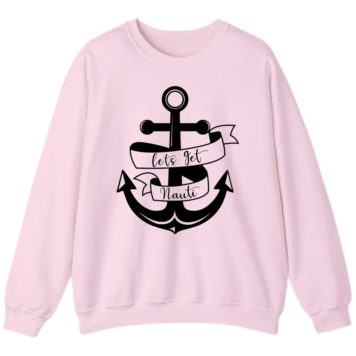 Let's Get Nauti Anchor Sweatshirt in Light Pink
