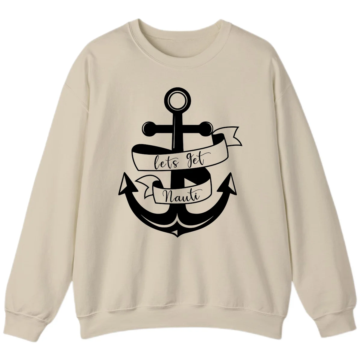 Let's Get Nauti Anchor Sweatshirt in Sand
