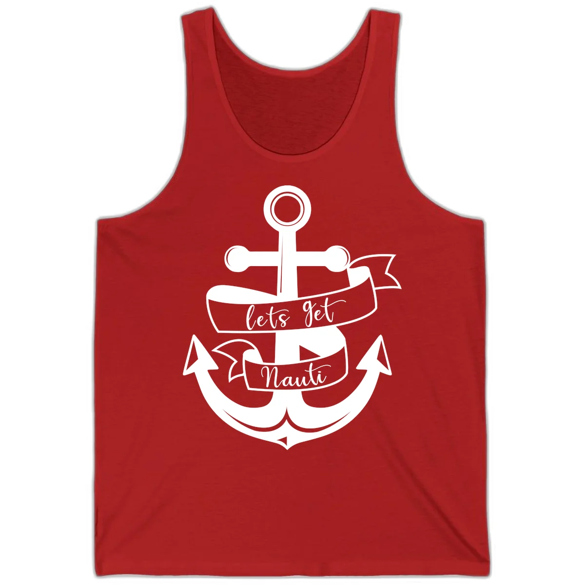 Let's Get Nauti Anchor Tank in Red