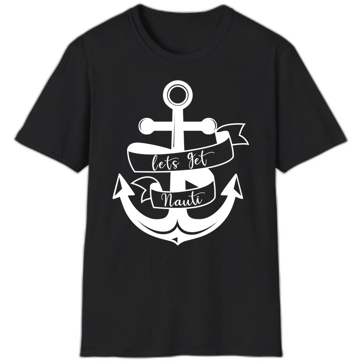 Let's Get Nauti Anchor T-Shirt in Black