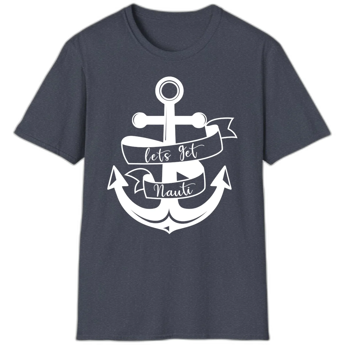 Let's Get Nauti Anchor T-Shirt in Heather Navy
