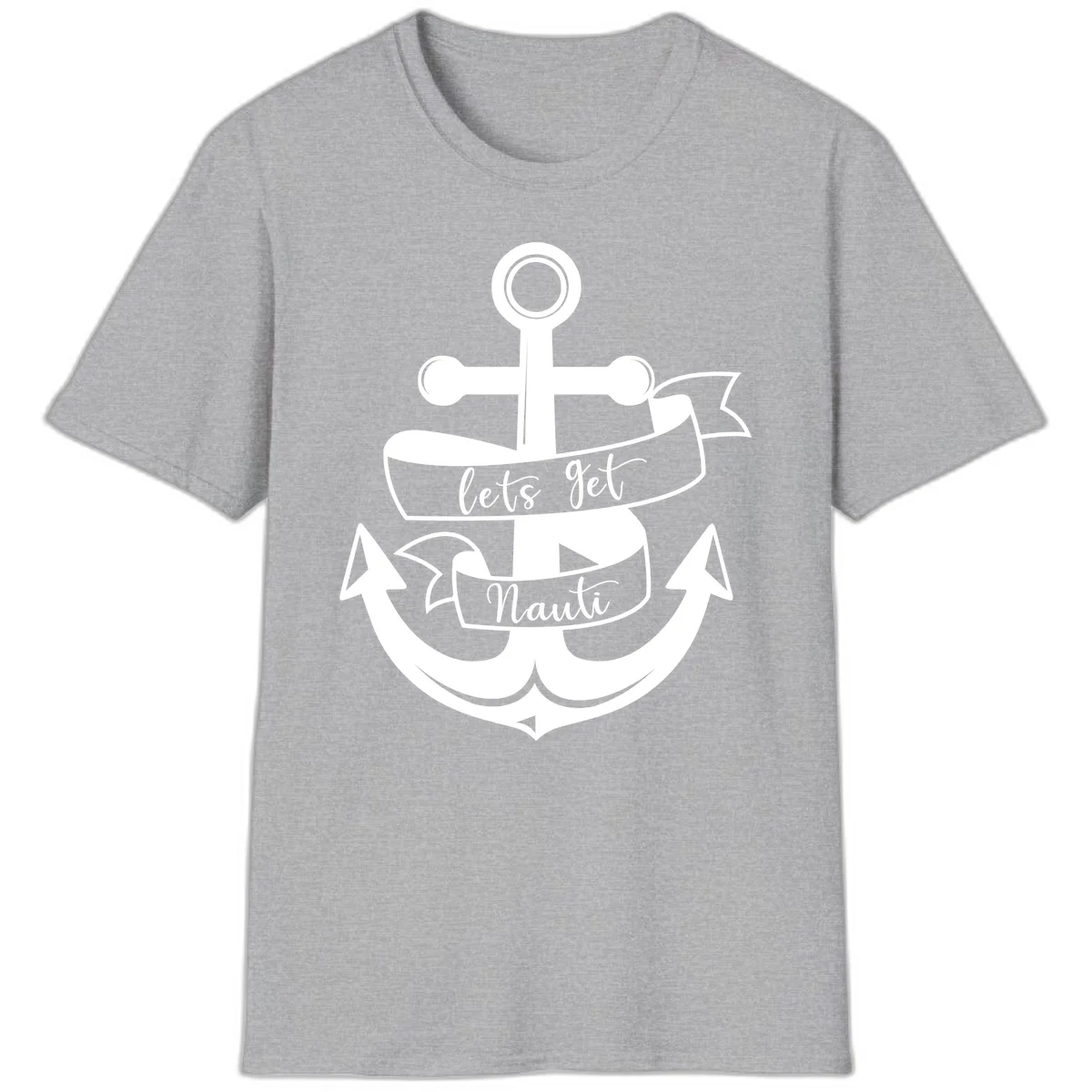 Let's Get Nauti Anchor T-Shirt in Sport Grey