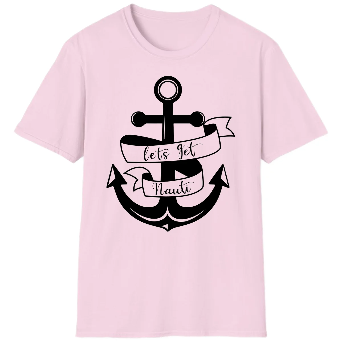 Let's Get Nauti Anchor T-Shirt in Light Pink