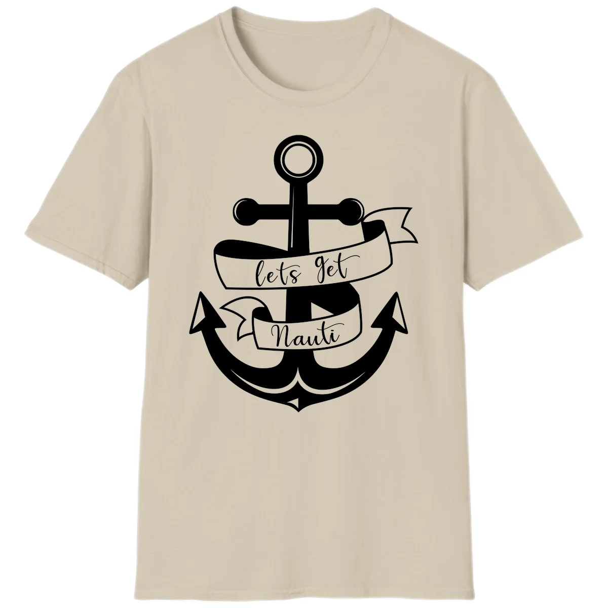 Let's Get Nauti Anchor T-Shirt in Sand