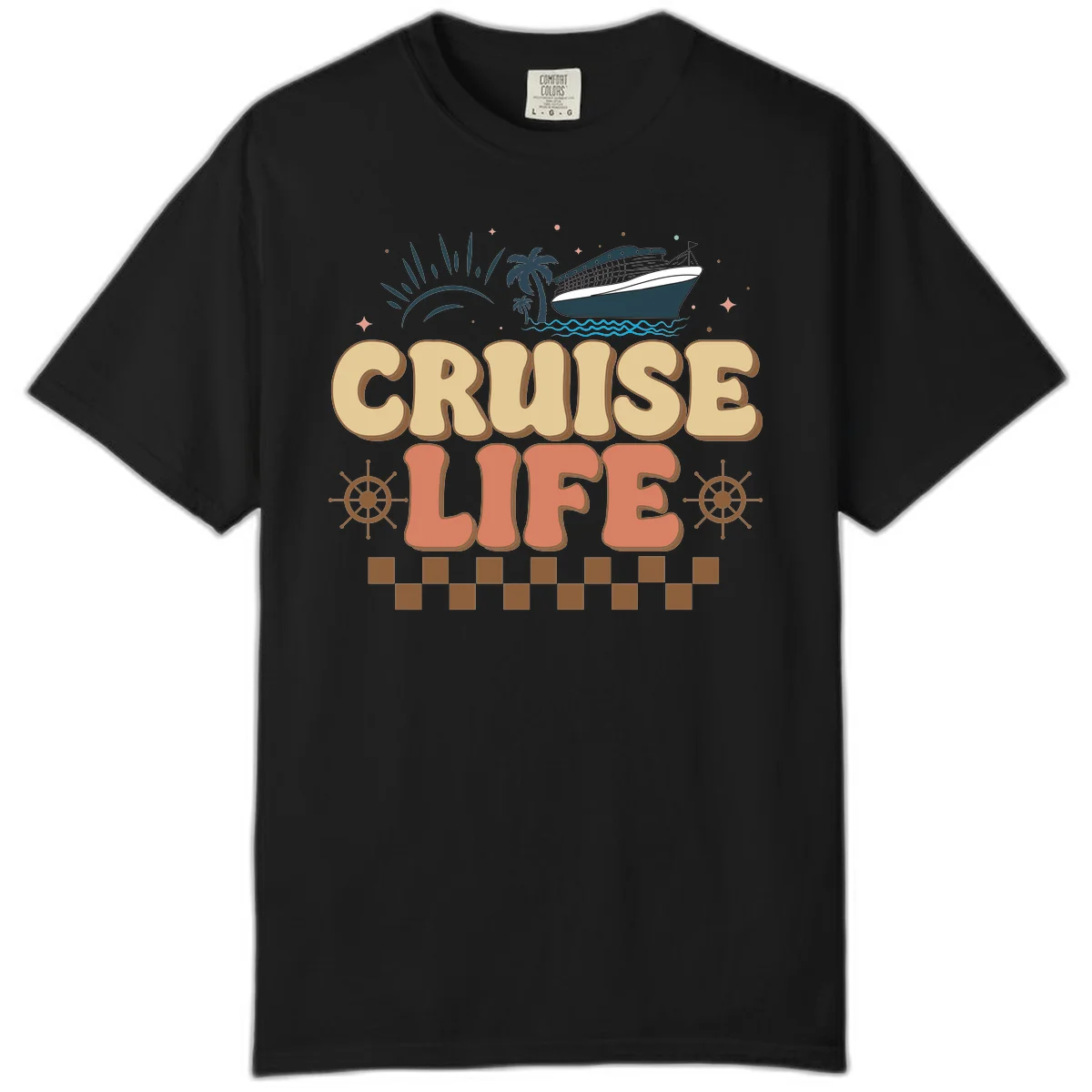 Cruise Life Retro Vacation Comfort Color T-Shirt in Black