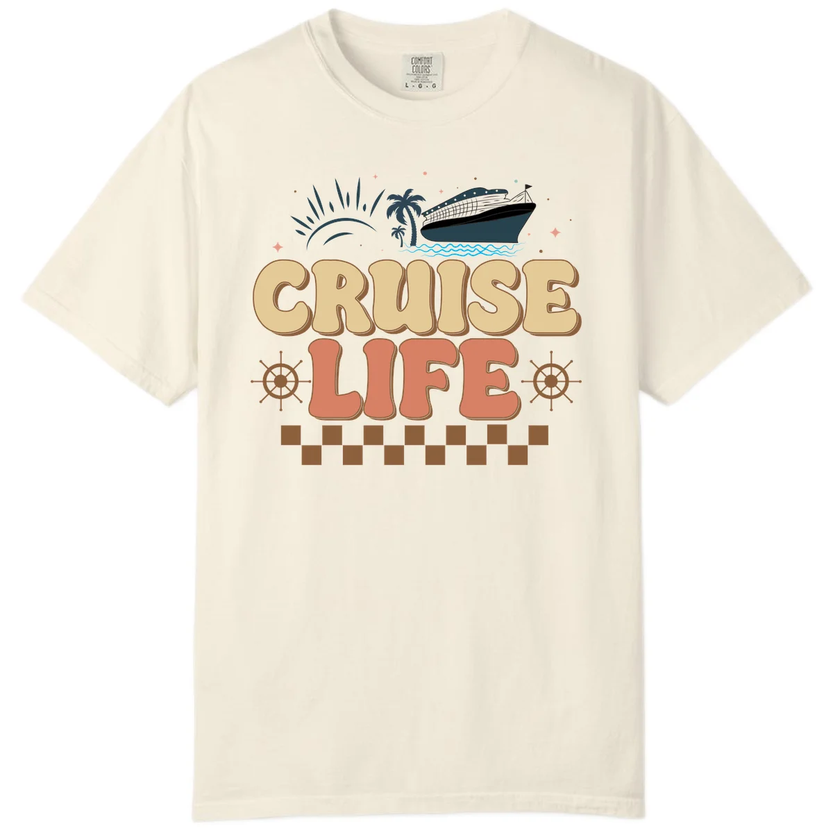 Cruise Life Retro Vacation Comfort Color T-Shirt in Ivory