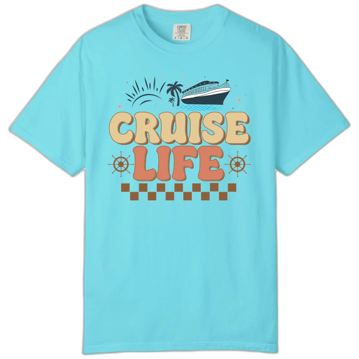 Cruise Life Retro Vacation Comfort Color T-Shirt in Lagoon Blue