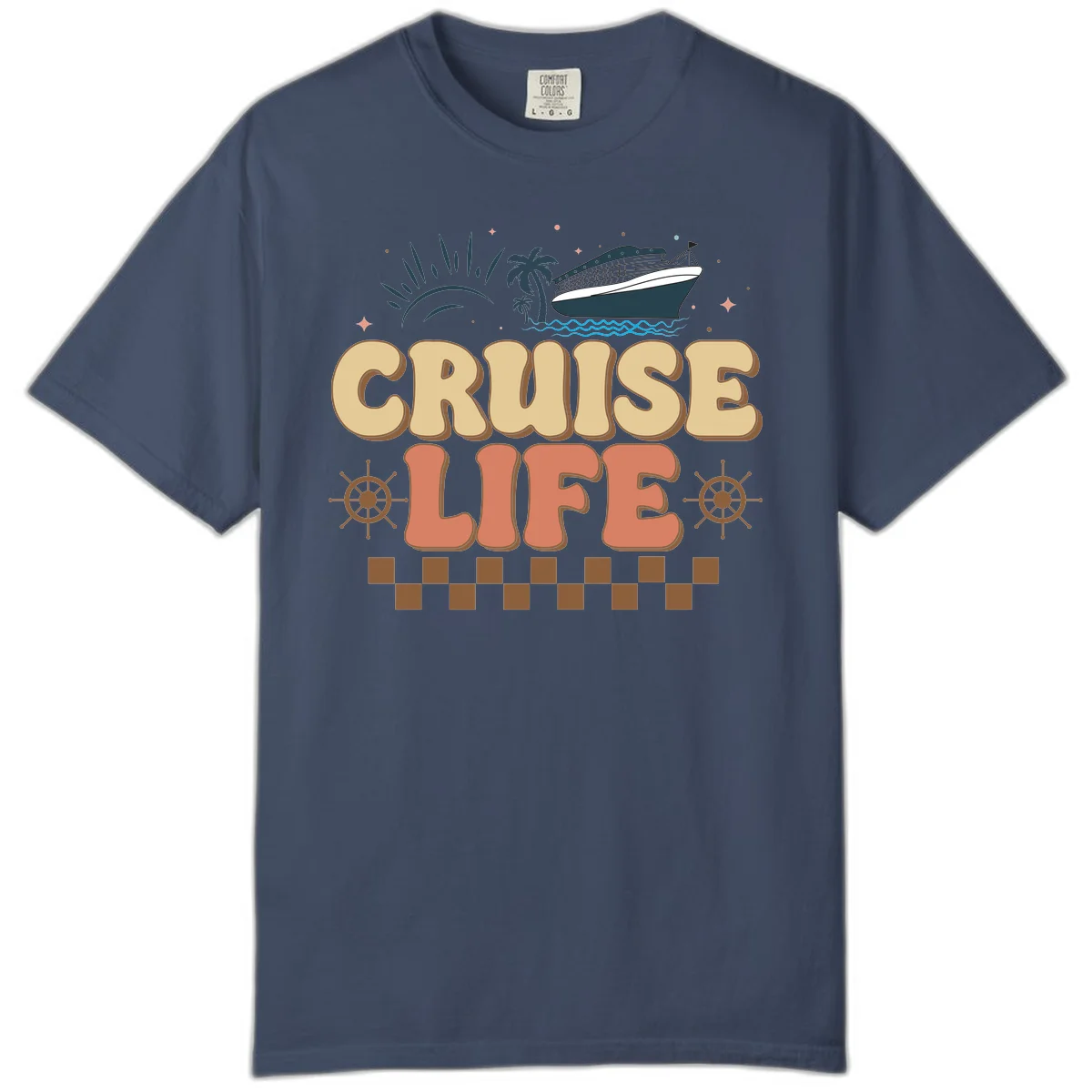 Cruise Life Retro Vacation Comfort Color T-Shirt in Midnight