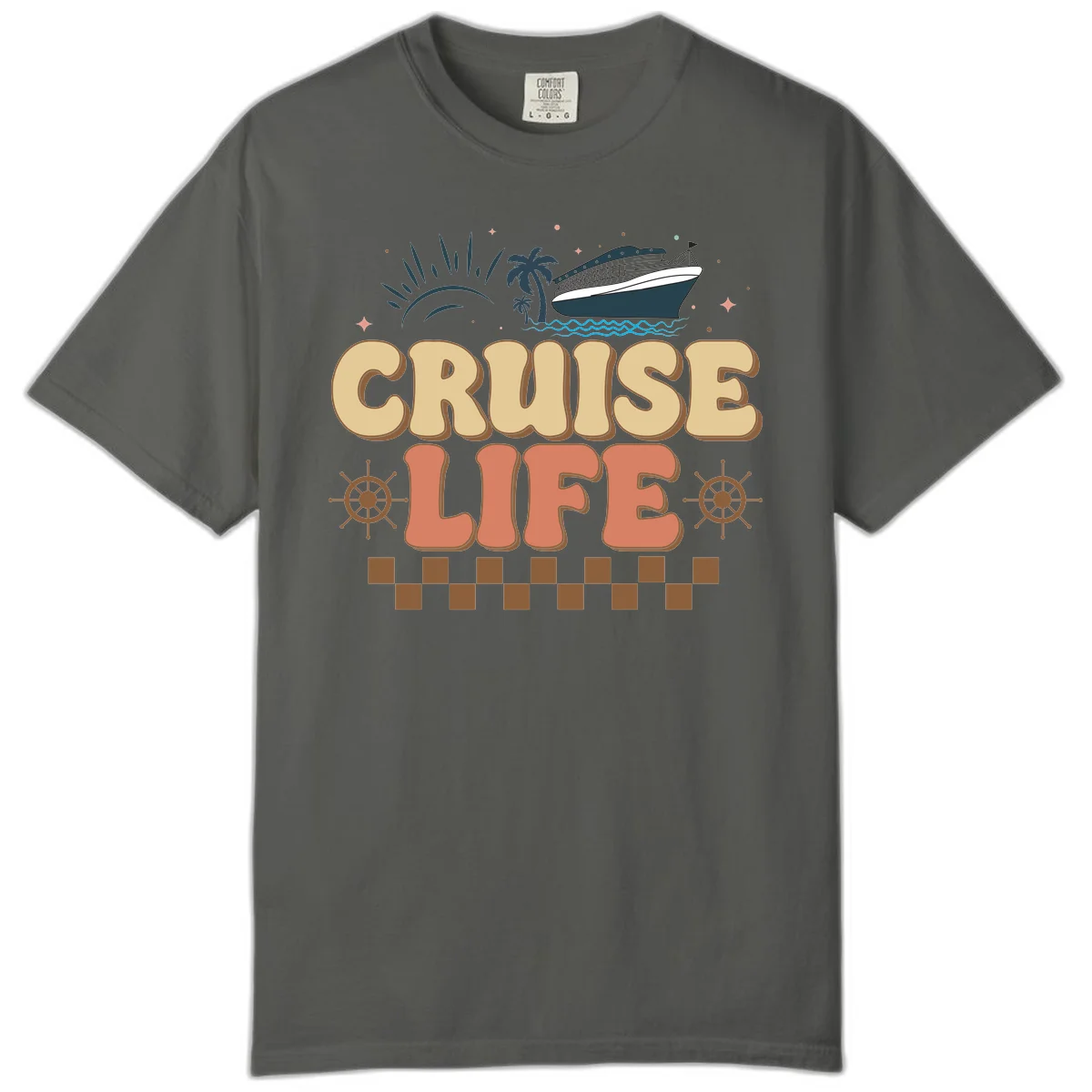 Cruise Life Retro Vacation Comfort Color T-Shirt in Pepper