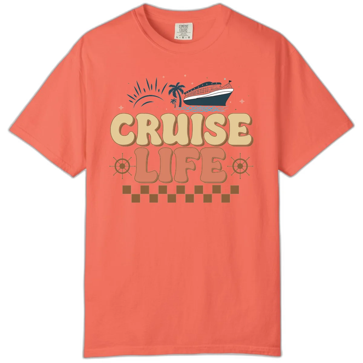 Cruise Life Retro Vacation Comfort Color T-Shirt in Bright Salmon