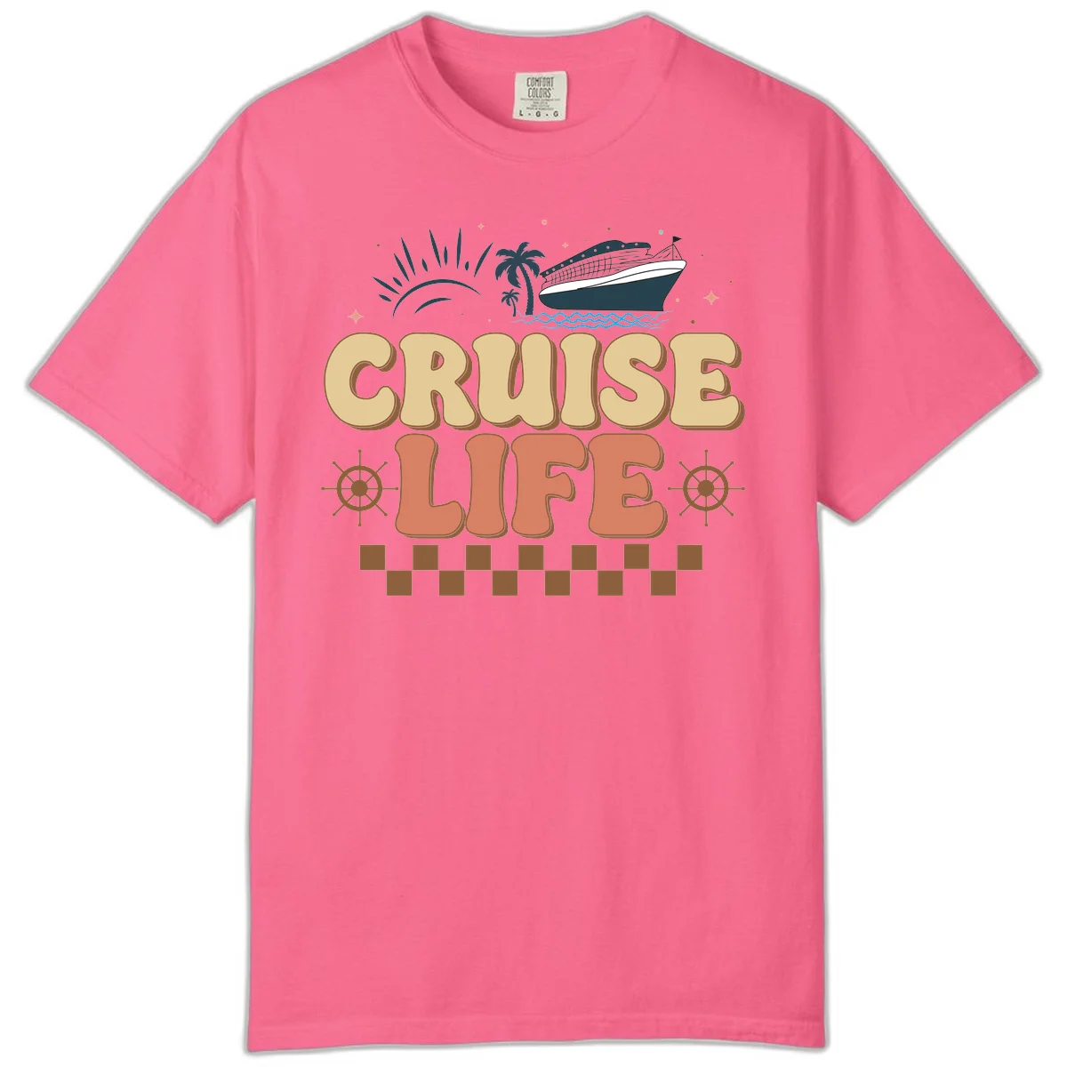 Cruise Life Retro Vacation Comfort Color T-Shirt in Crunchberry