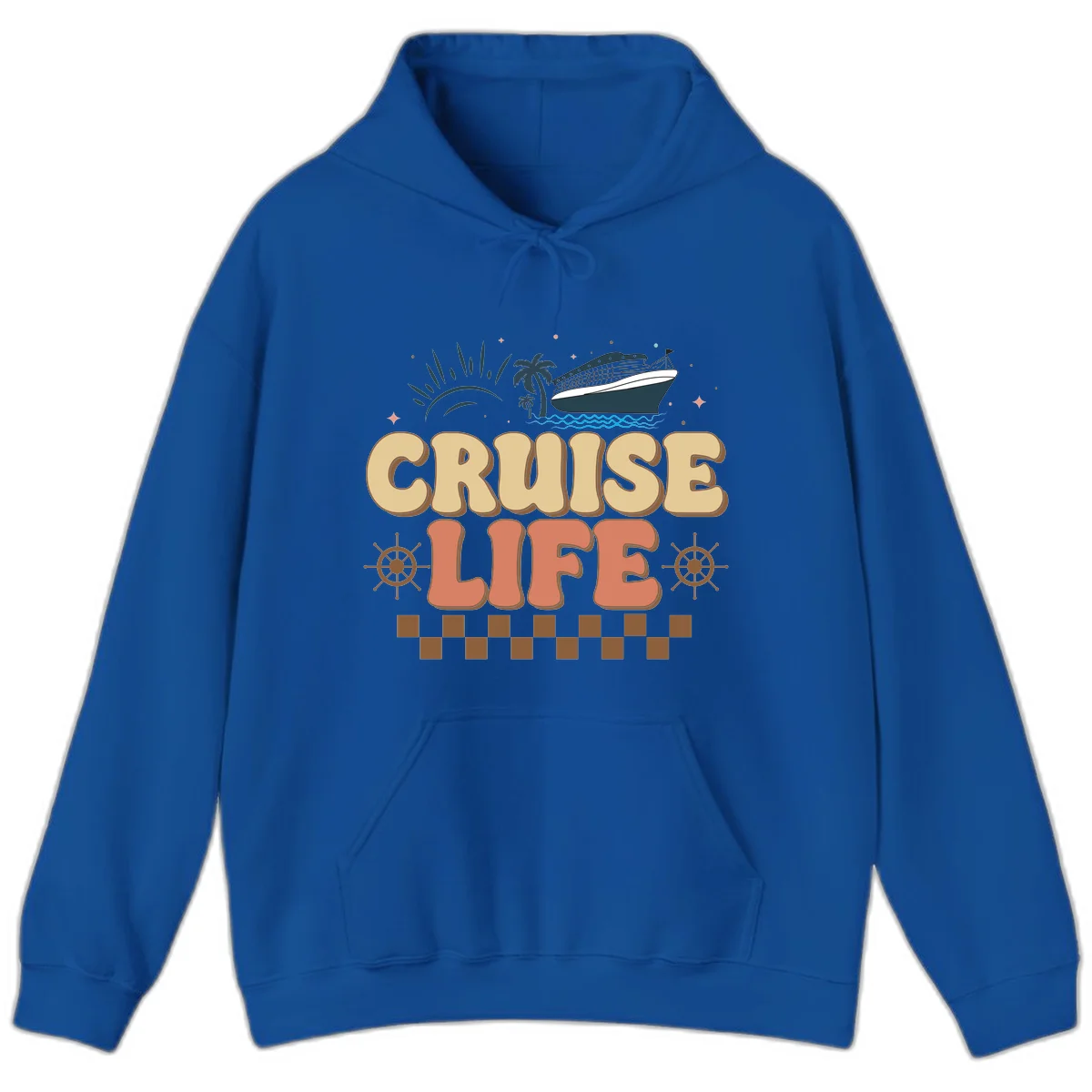 Cruise Life Retro Vacation Hoodie for Cruise Trip in Royal