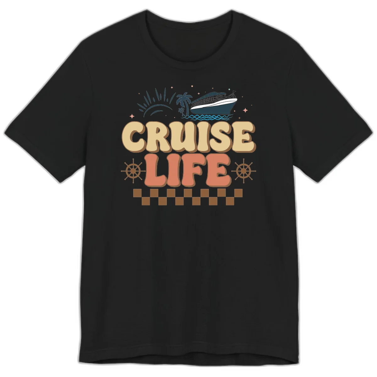 Cruise Life Retro Vacation Premium T-Shirt for Travelers in Black