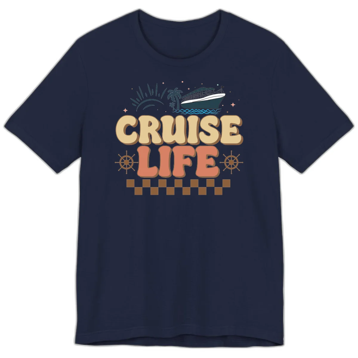Cruise Life Retro Vacation Premium T-Shirt for Travelers in Navy