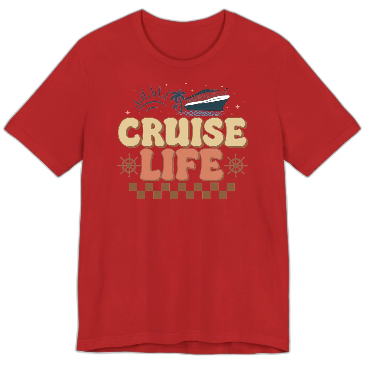 Cruise Life Retro Vacation Premium T-Shirt for Travelers in Red