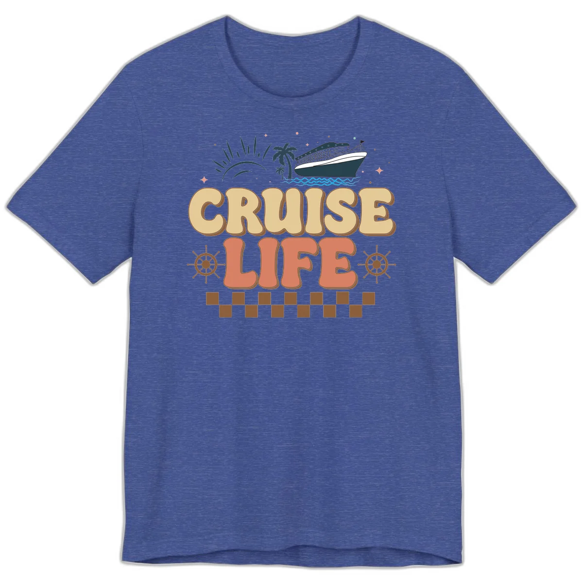 Cruise Life Retro Vacation Premium T-Shirt for Travelers in Heather True Royal