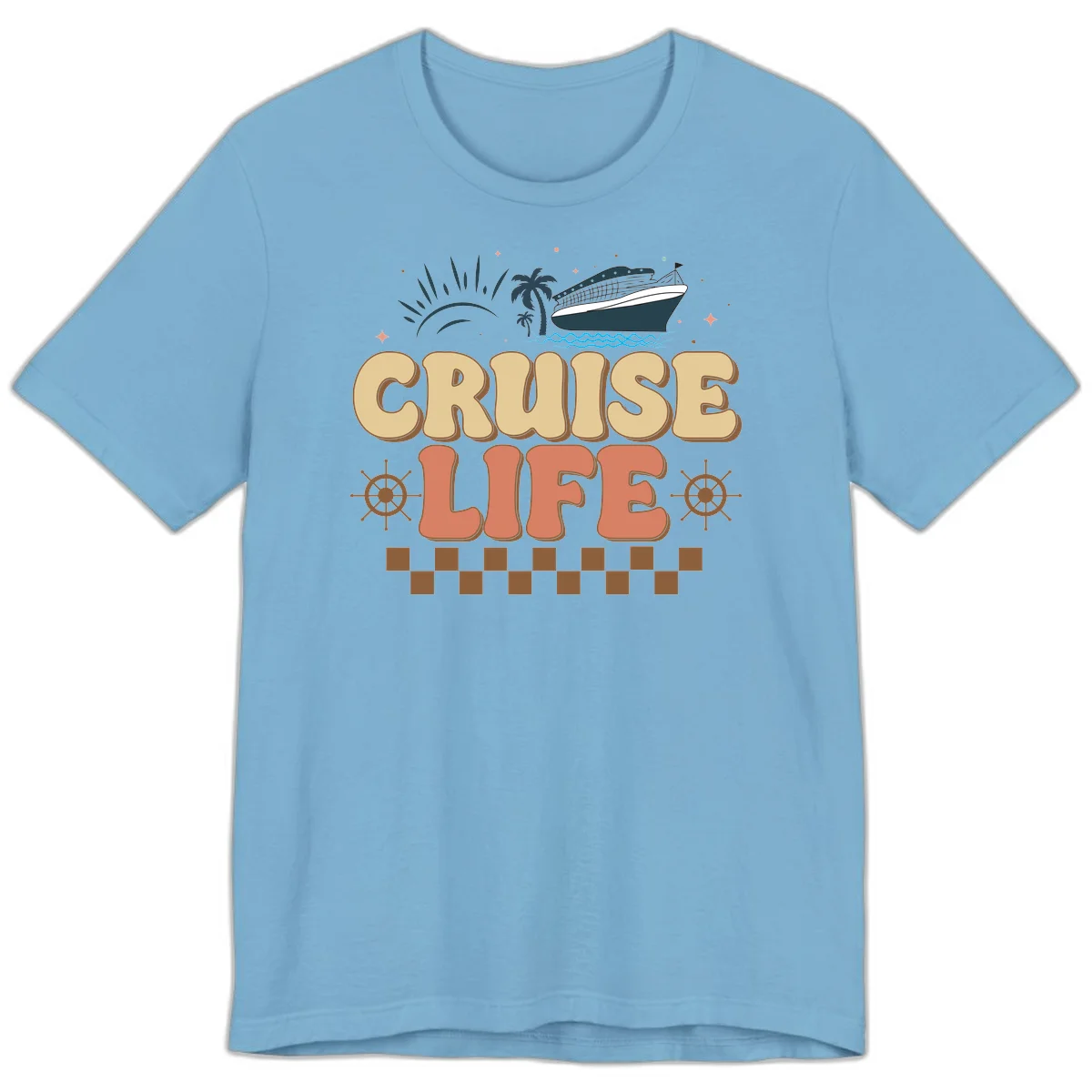 Cruise Life Retro Vacation Premium T-Shirt for Travelers in Ocean Blue