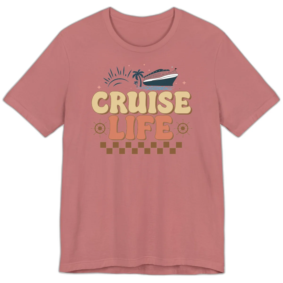 Cruise Life Retro Vacation Premium T-Shirt for Travelers in Mauve