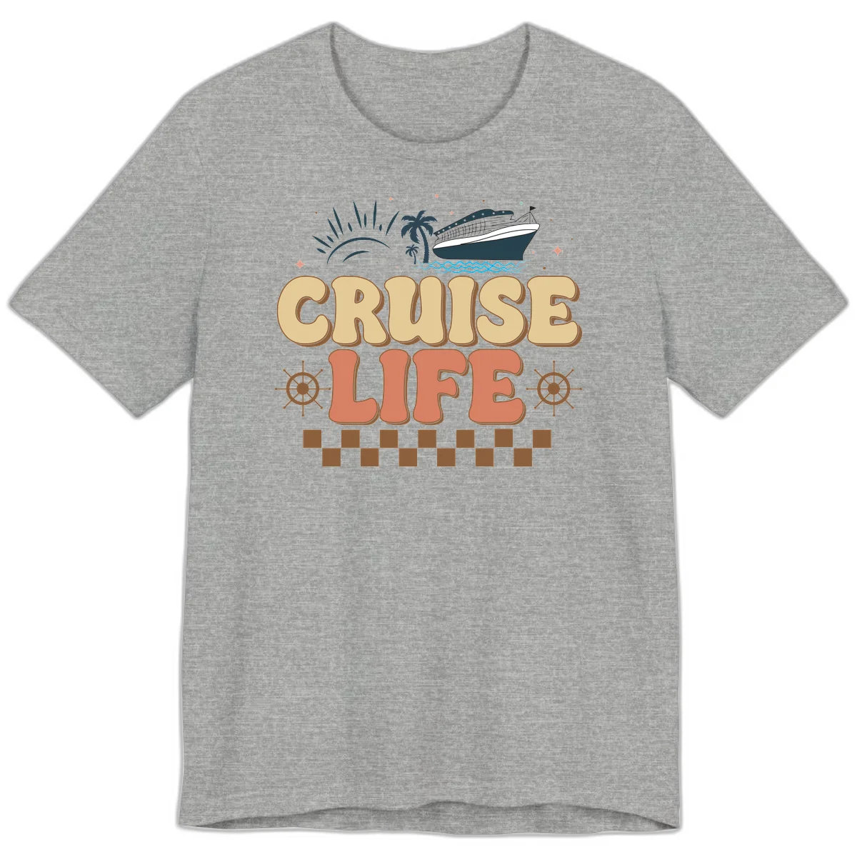 Cruise Life Retro Vacation Premium T-Shirt for Travelers in Athletic Heather