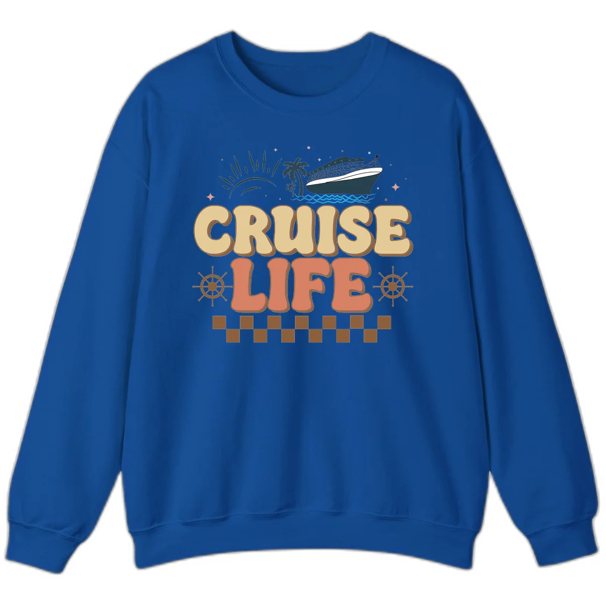 Cruise Life Retro Vacation Sweatshirt for Travelers in Royal