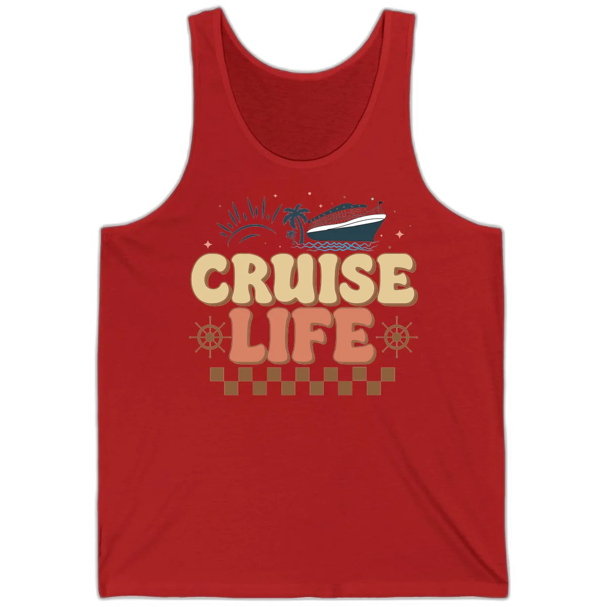 Cruise Life Retro Vacation Tank Top for Cruise in Red
