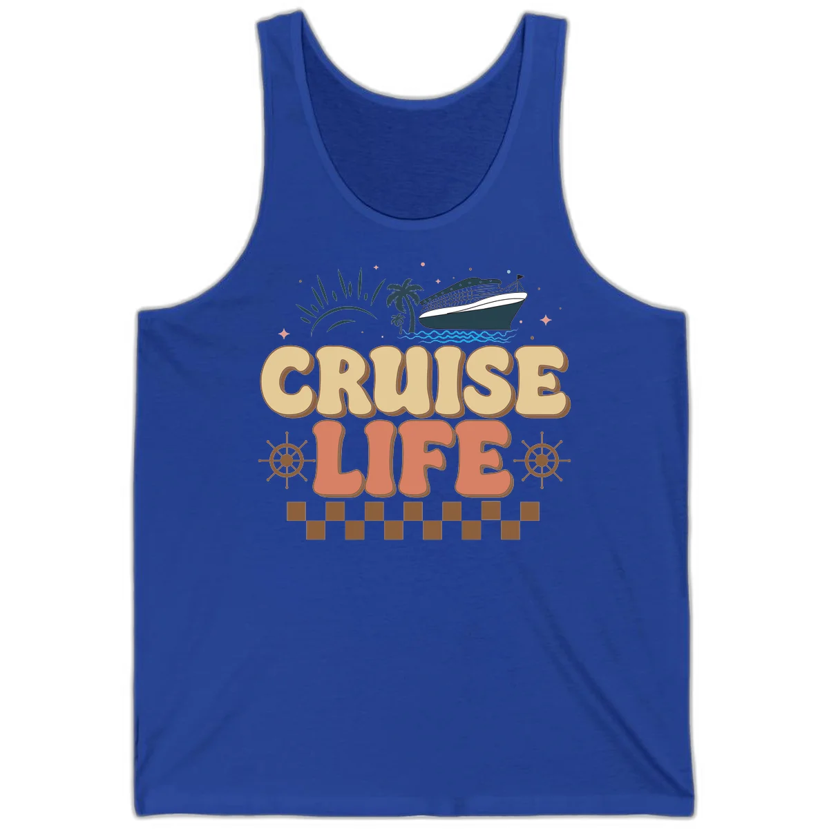 Cruise Life Retro Vacation Tank Top for Cruise in True Royal