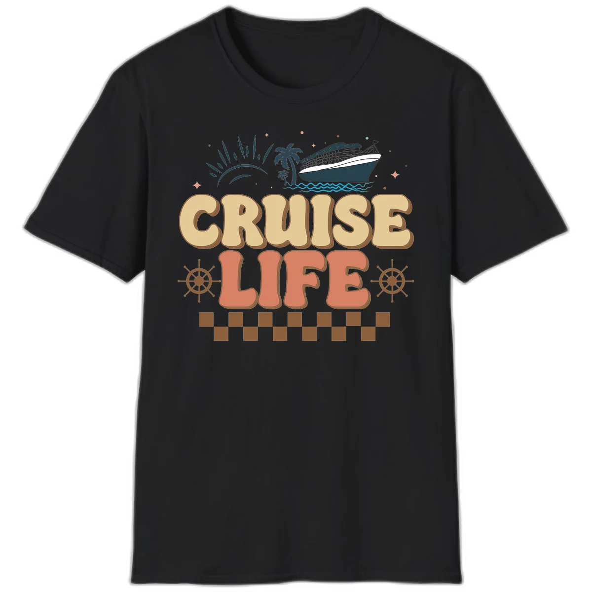 Cruise Life Retro Vacation T-Shirt for Cruise Lovers in Black