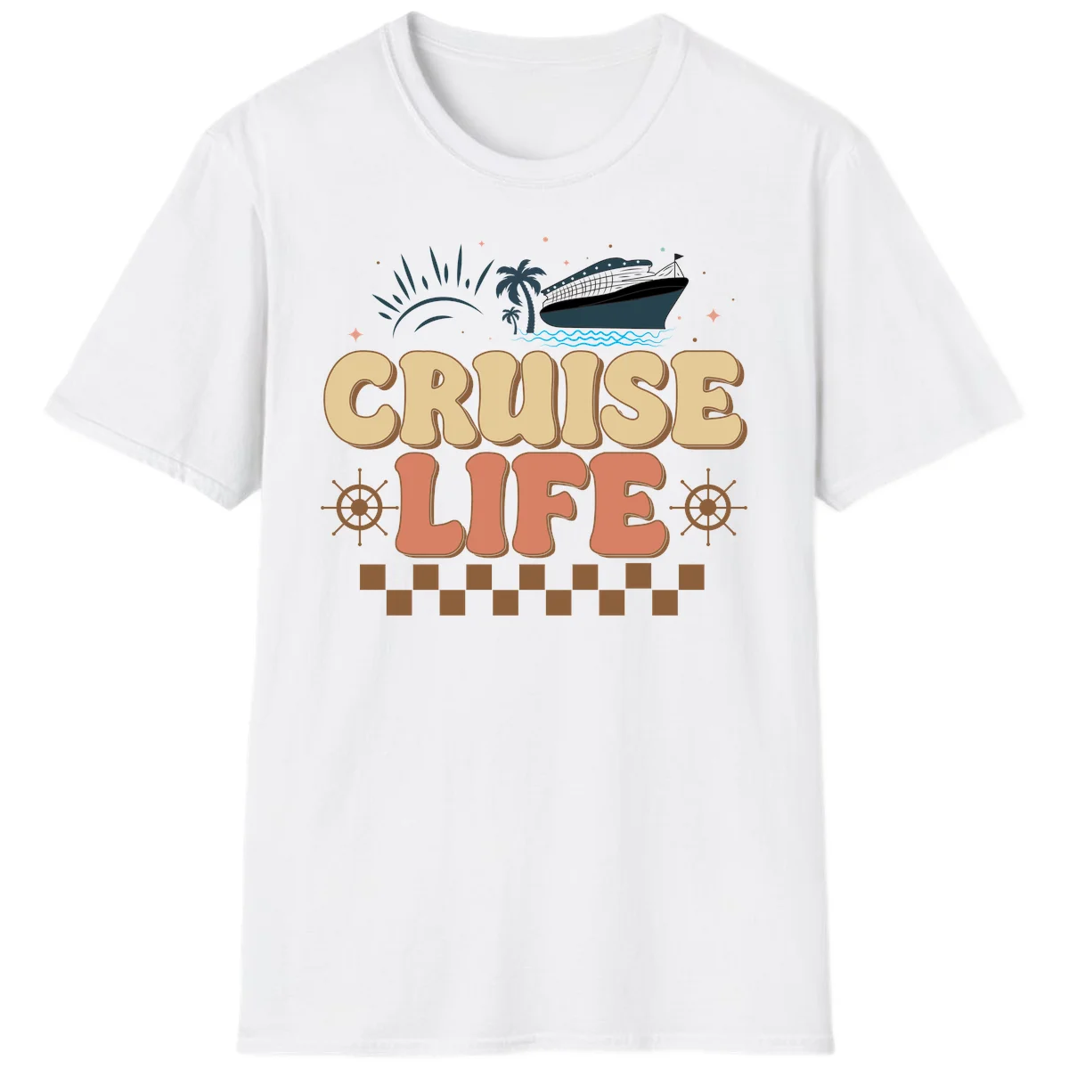 Cruise Life Retro Vacation T-Shirt for Cruise Lovers in White