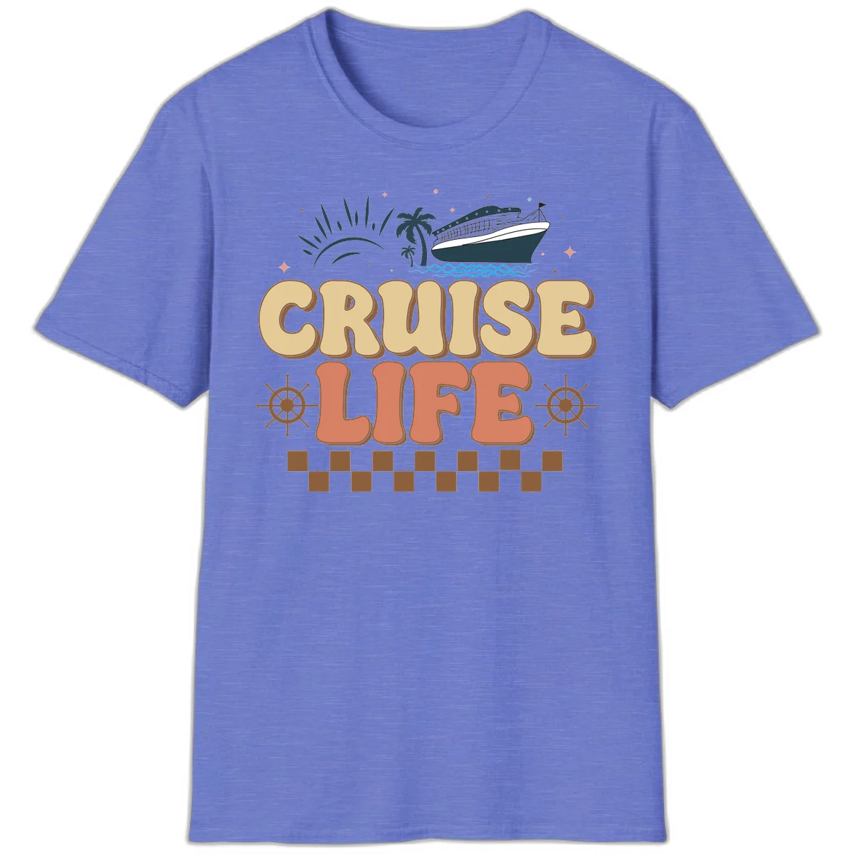 Cruise Life Retro Vacation T-Shirt for Cruise Lovers in Heather Royal