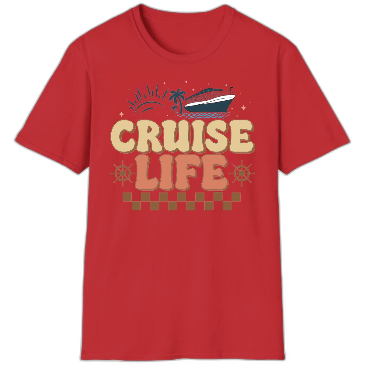 Cruise Life Retro Vacation T-Shirt for Cruise Lovers in Red
