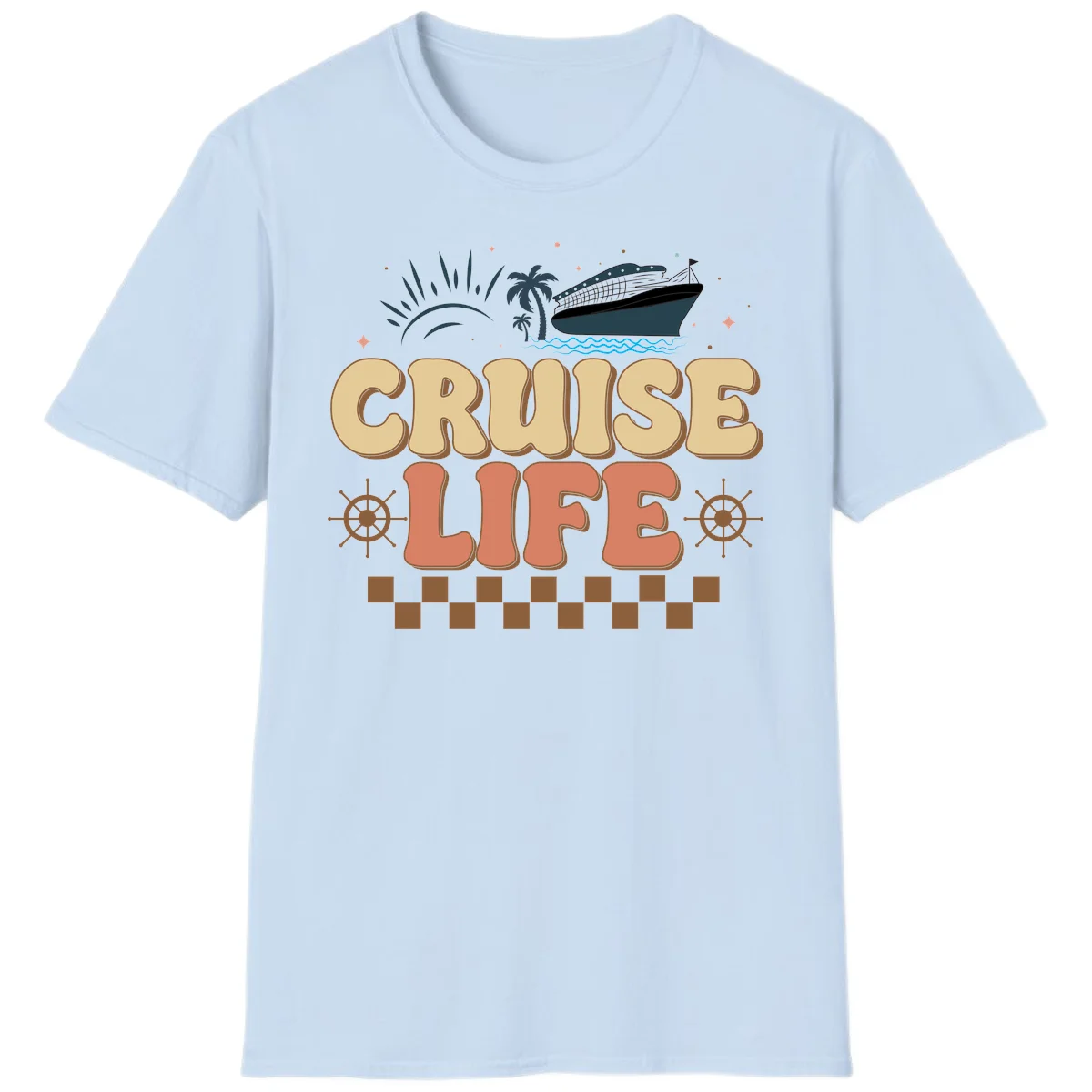 Cruise Life Retro Vacation T-Shirt for Cruise Lovers in Light Blue