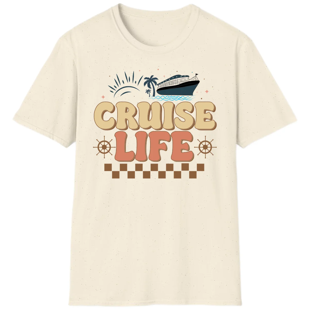 Cruise Life Retro Vacation T-Shirt for Cruise Lovers in Natural