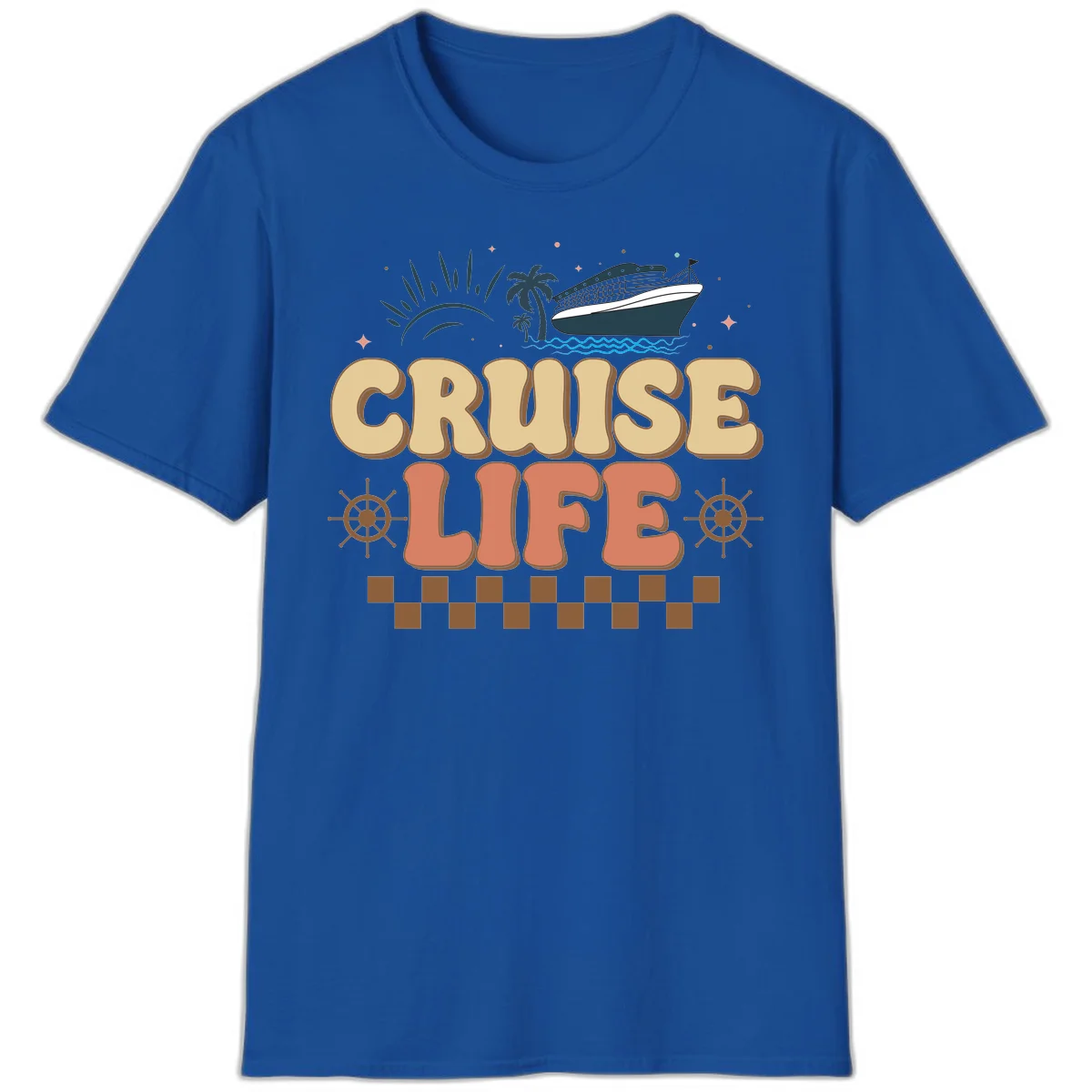 Cruise Life Retro Vacation T-Shirt for Cruise Lovers in Royal