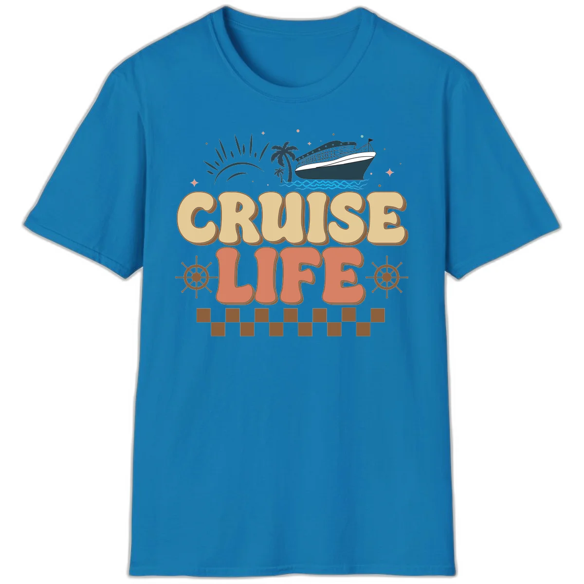 Cruise Life Retro Vacation T-Shirt for Cruise Lovers in Sapphire