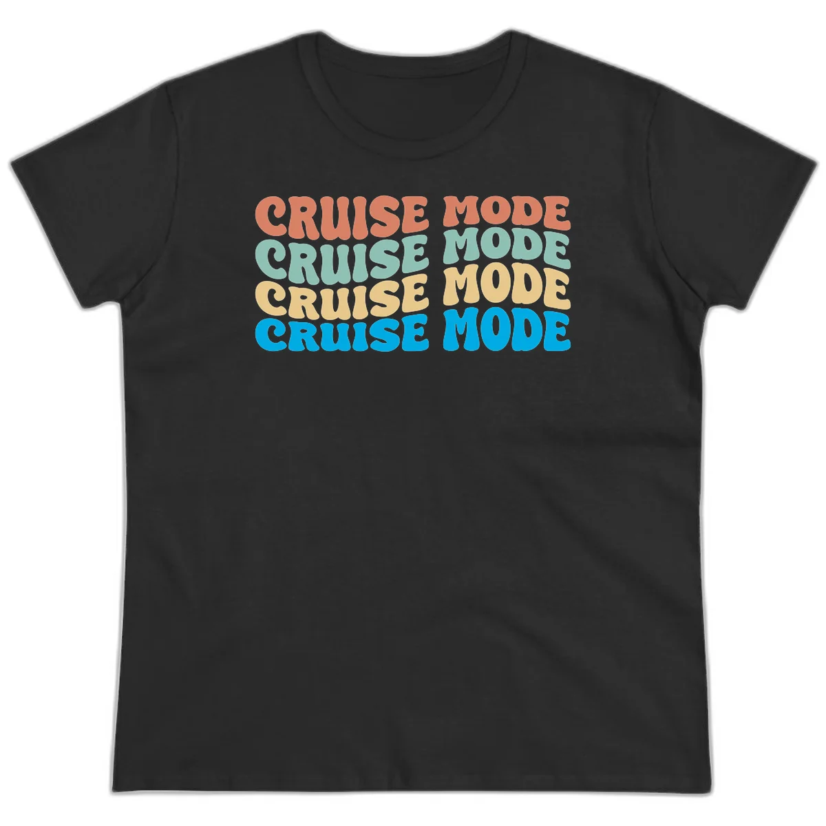 Cruise Mode Repeat Ladies Tee in Black