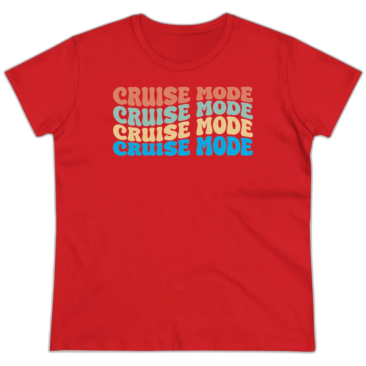 Cruise Mode Repeat Ladies Tee in Red