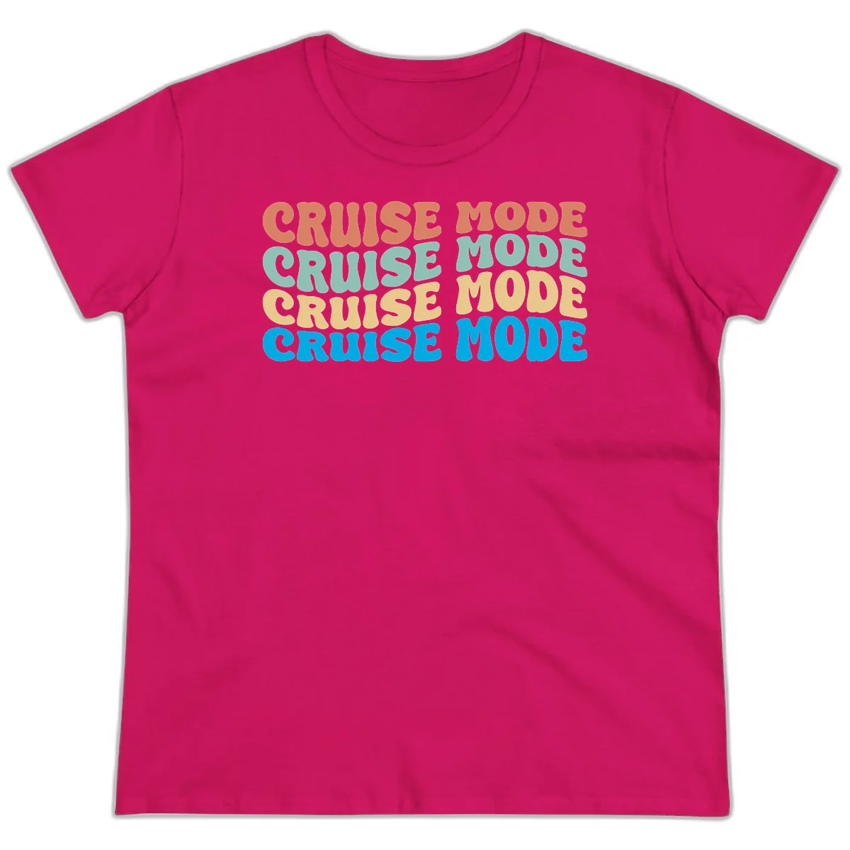 Cruise Mode Repeat Ladies Tee in Heliconia