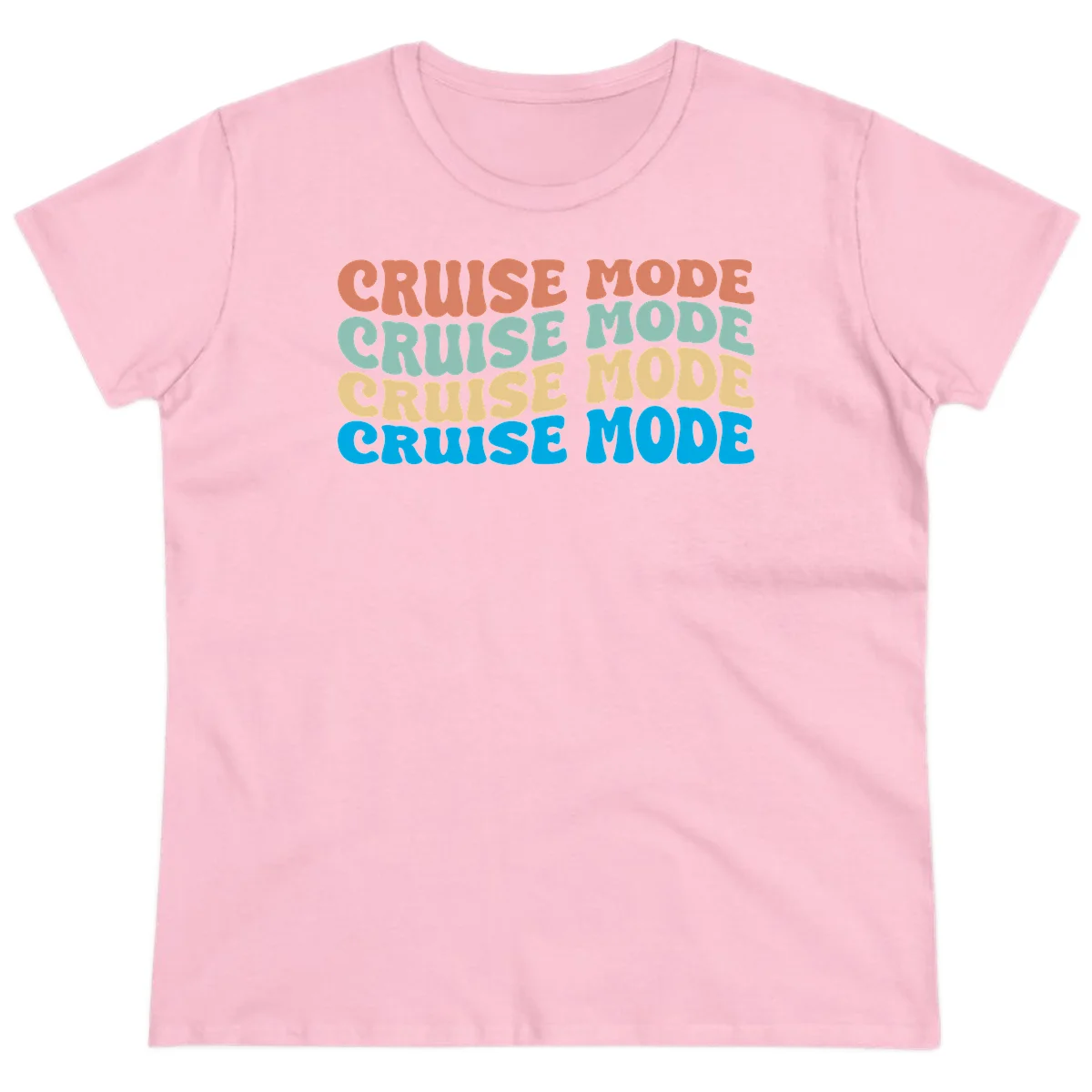Cruise Mode Repeat Ladies Tee in Light Pink