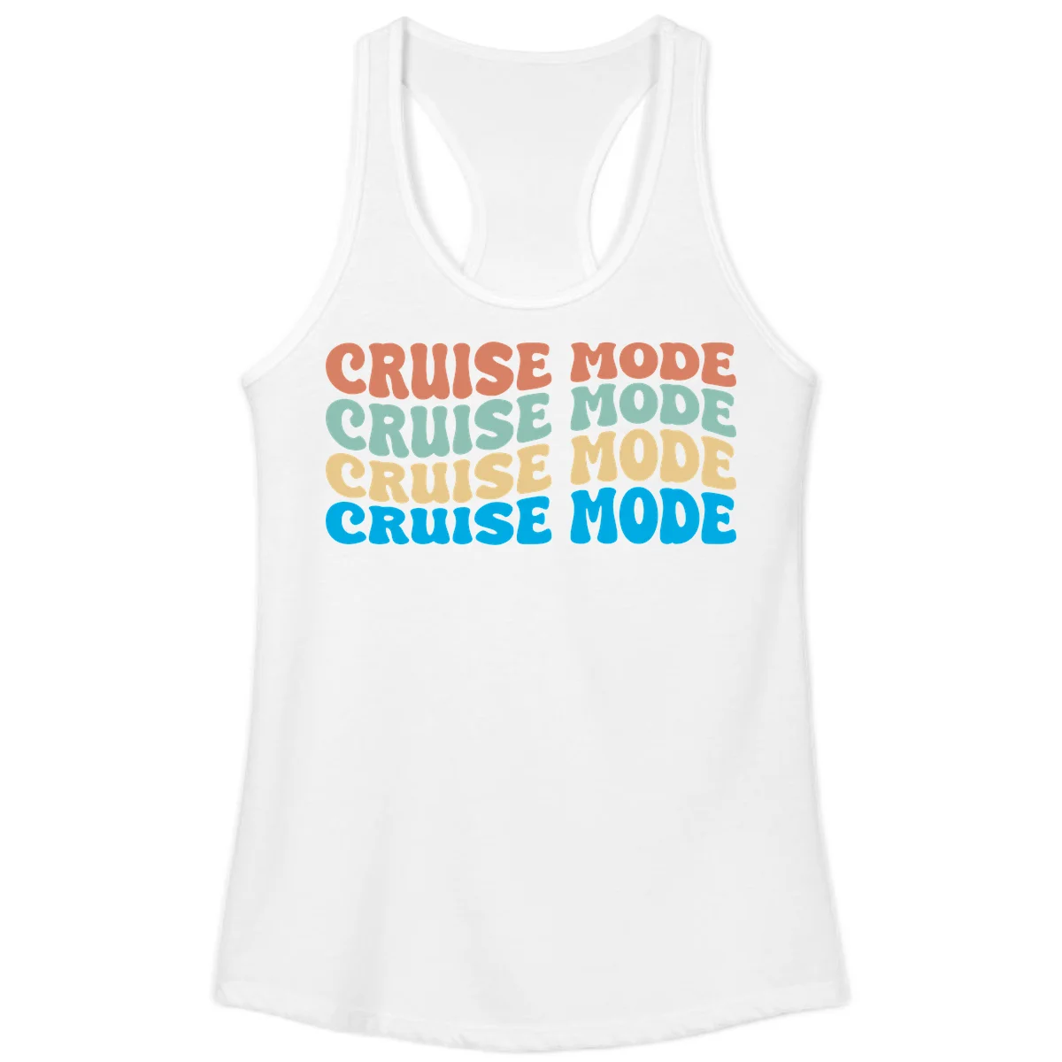 Cruise Mode Repeat Ladies Tank in White