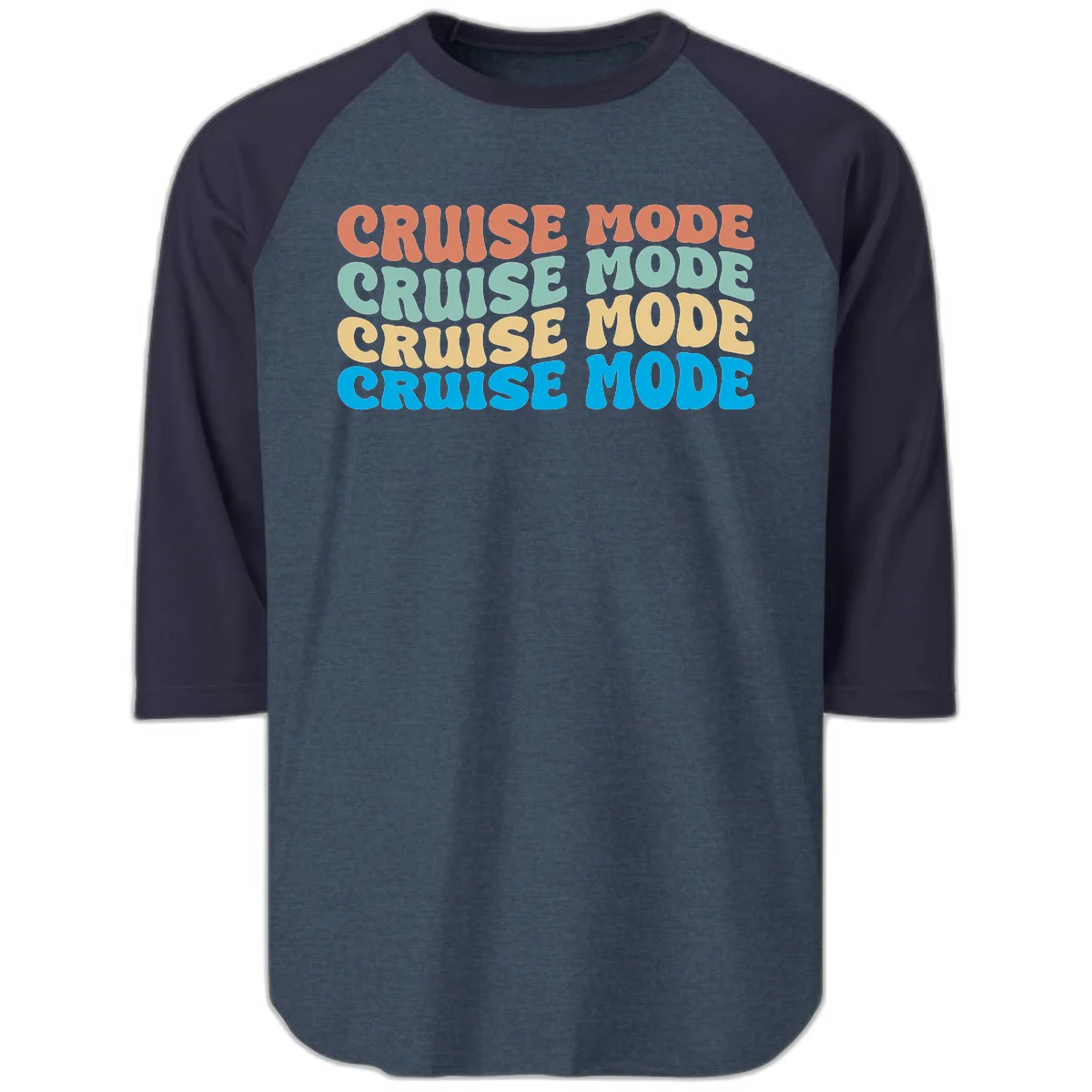 Cruise Mode Repeat Raglan 3/4 in Heather Denim Navy