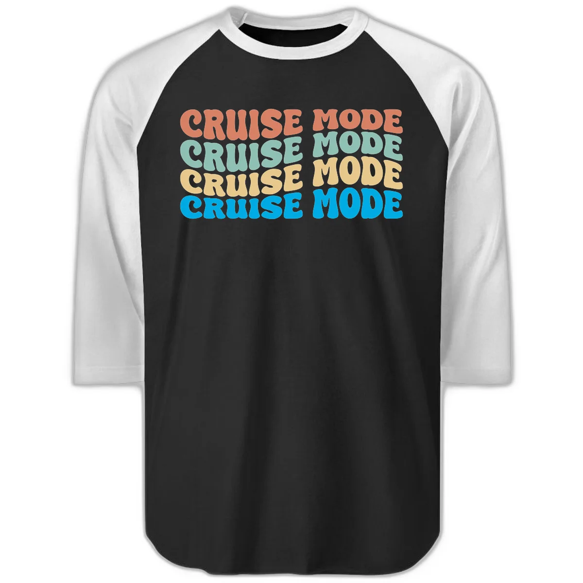 Cruise Mode Repeat Raglan 3/4 in Black White