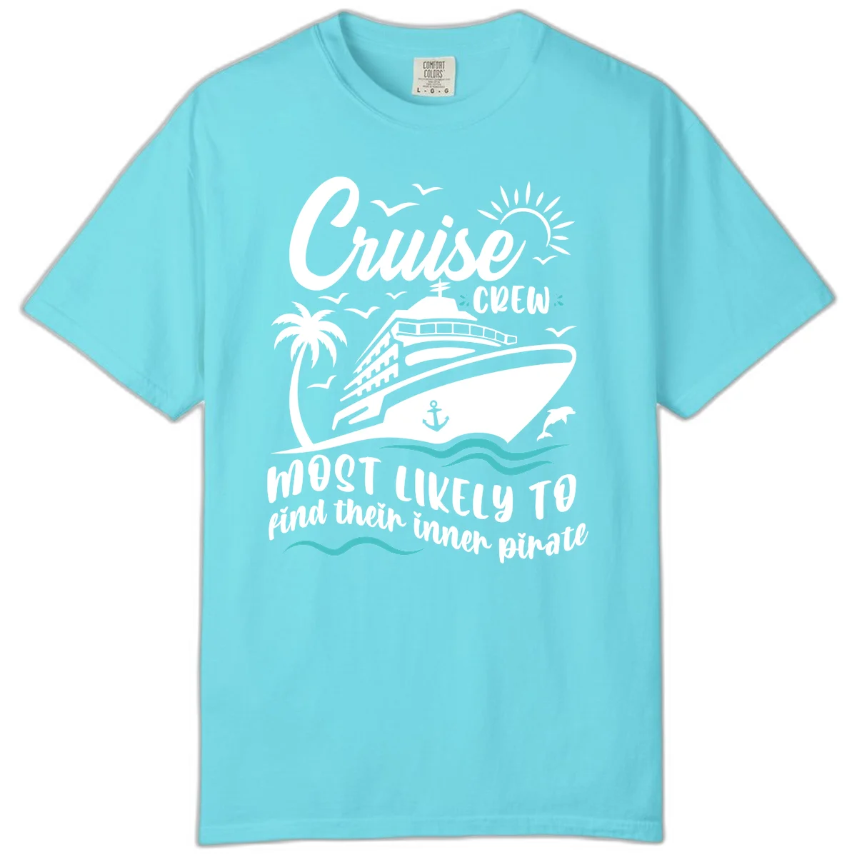 Cruise Crew Inner Pirate Comfort Color T-Shirt in Lagoon Blue