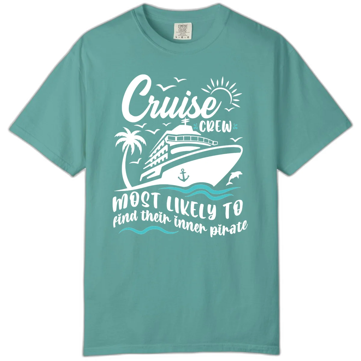 Cruise Crew Inner Pirate Comfort Color T-Shirt in Seafoam