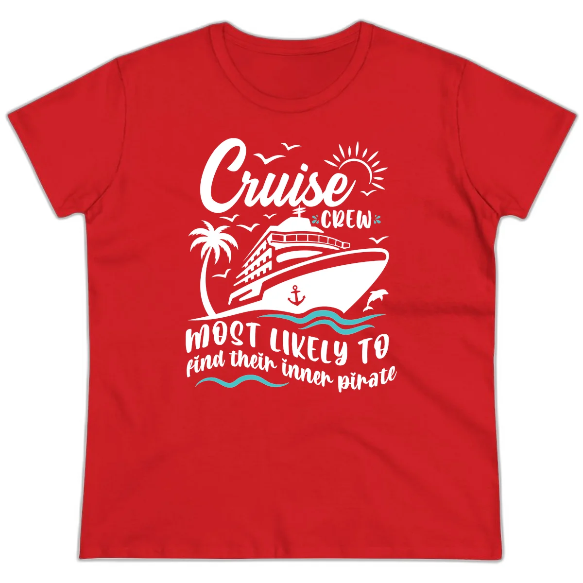 Cruise Crew Inner Pirate Ladies Tee in Red