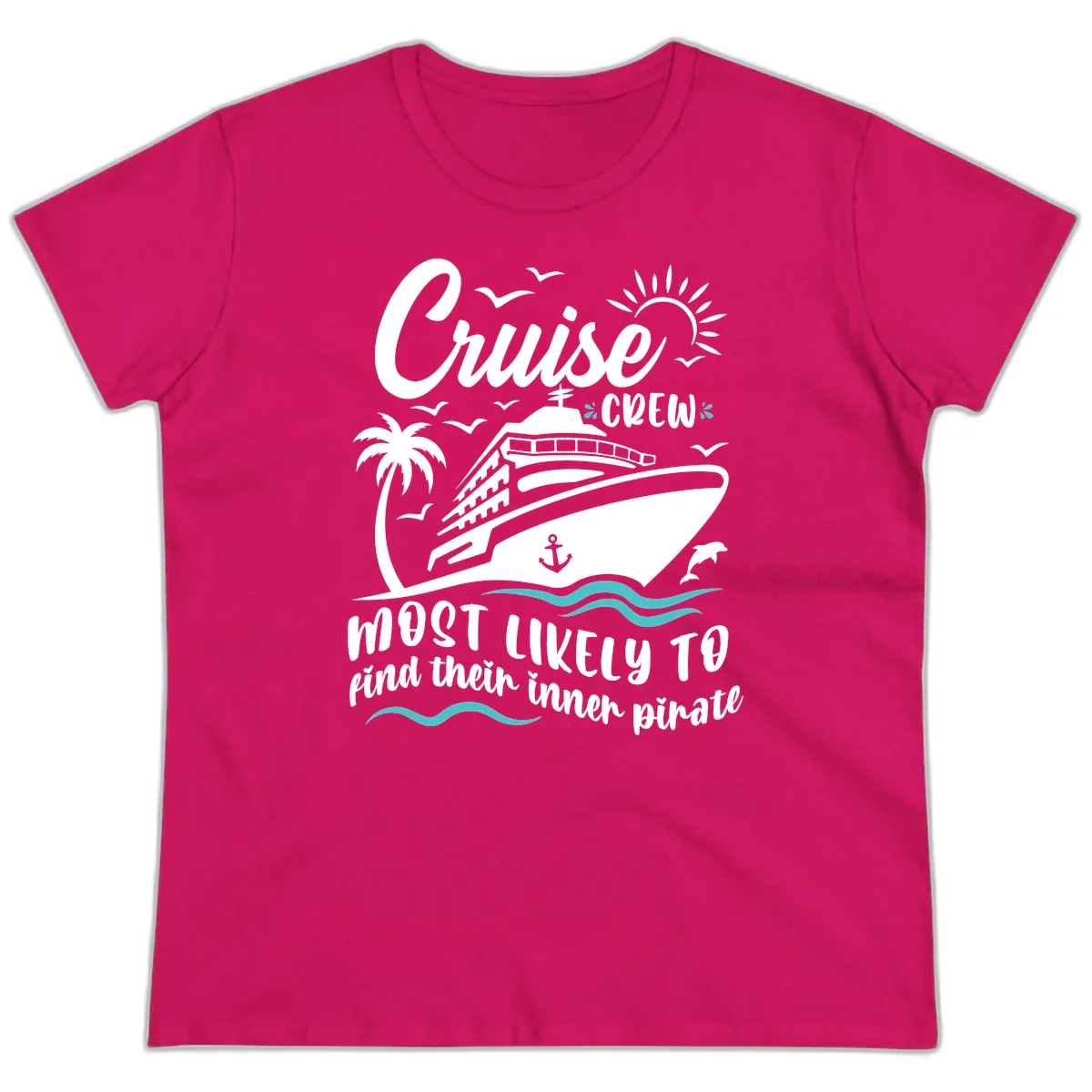 Cruise Crew Inner Pirate Ladies Tee in Heliconia